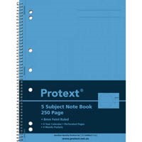 Protext Spiral Notebook A4 5 Subject 250 page 5 per Pack