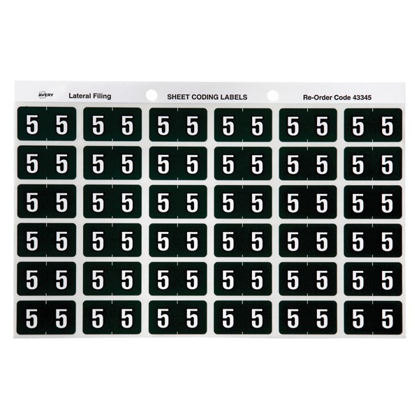 Avery Colour Coding Labels 5 Side Tab Dark Green 180 Pack