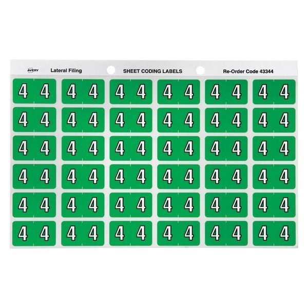 Avery Colour Coding Labels 4 Side Tab Light Green 180 Pack