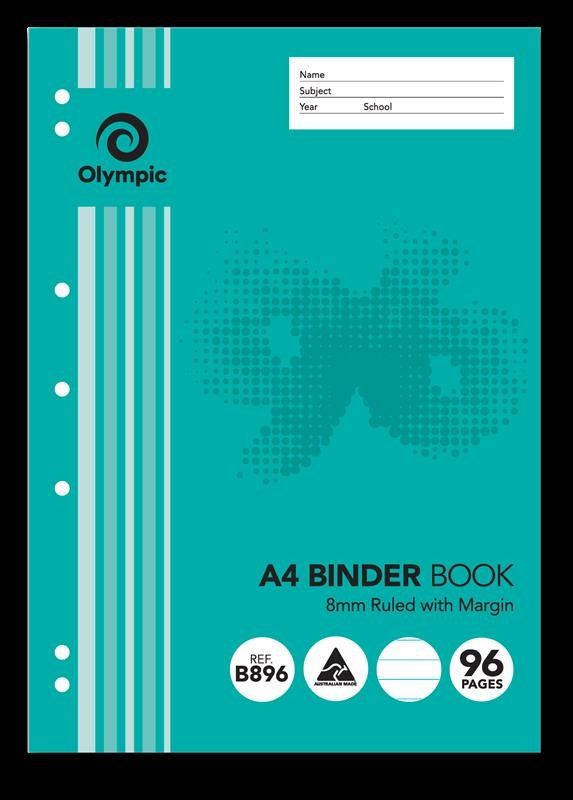Olympic A4 Binder Book 96 Page 8mm Ruled 10 per Pack