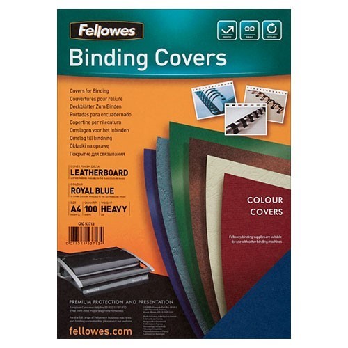 Fellowes Binding Cover Leathergrain A4 Royal Blue 100 Pack