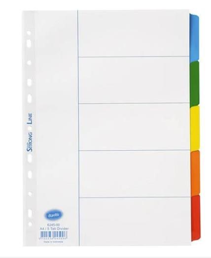 Bantex A4 Mylar Divider 5 Cut set