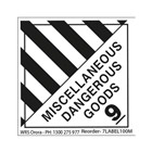 Miscellaneous Dangerous Goods WhiteBlack Permanent Self Adhesive Labels 100mm x 100m 500 Roll