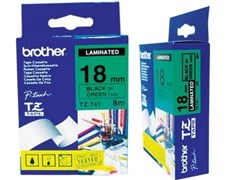 Brother TZe741 Labelling Tape Black on Green 18mm