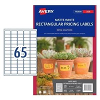 Avery Labels Pricing Rectangular 65Up Matte White 800 Pack