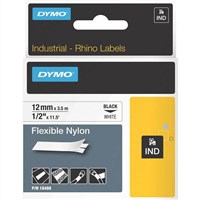 Dymo Rhino Industrial Flexible Label Black on White 12mm Each