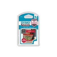Dymo D1 Cassette Tape Durable Label White on Red 12mm x 3m Each