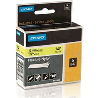 Dymo Flexible Nylon Black on Yellow 12mm Each