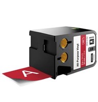 Dymo XTL All Purpose Label Vinyl White on Red 54mm Each