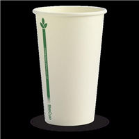 BioPak Single Wall Cup 12oz 80mm White with Green Pk50 20 per Carton