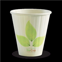 BioPak Wall Cup Double Leaf Design 8oz 90mm Pk50 20 per Carton