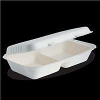 Biopak BioCane Clamshell 2 Equal Compartment 28x16x7cm White