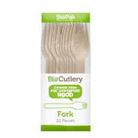 Biopak BioCutlery Wooden Fork 16cm FSC 10 Pack 20 per Carton