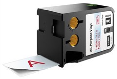 Dymo XTL All Purpose Label Vinyl Red on Clear 41mm Each