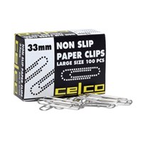 Celco Paper Clips Non Skid Slide on 33mm 100 Box