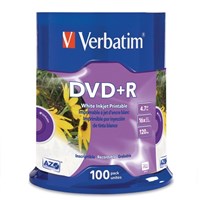 Verbatim DVDR Inkjet Printable White 100 Pack