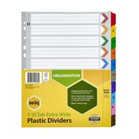 Marbig Reinforced 1 to 10 Tab Extra Wide Assorted
