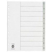 Marbig Dividers 1 to 10 Tab PP A4 Grey
