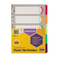 Marbig Dividers 5 Tab Manilla Reinforced A4 Fluoro
