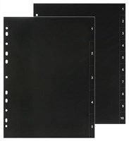 Marbig Dividers Recycled 10 Tab A4 Black
