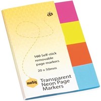 Marbig Page Markers Transparent Assorted Colour