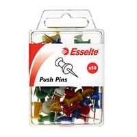 Esselte Push Pins Assorted Colours 50 Pack