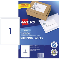 Avery L7167 Laser Shipping Label 1UP White 100 Box