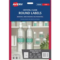 Avery L7114 Label Round 60mm Diameter Crystal Clear 10 Pack