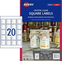 Avery L7126 Lables Square 20UP Crystal Clear 10 Pack