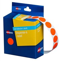 Avery Dispenser Dot Stickers 14mm Fluro Red 700 Pack 5 per Box