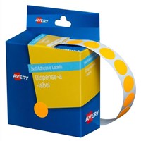 Avery Dispenser Dot Stickers 14mm Fluro Orange 700 Box 5 per Box
