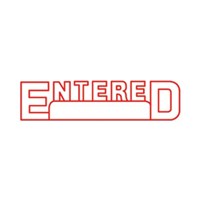Shiny Stamp Pre Inked ENTERED Outline with Date Red