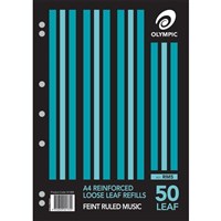 Olympic Loose Leaf Refill A4 Music 50 Pack
