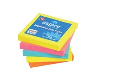 Aspire Stick On Notes 76x76mm Assorted Brights 5 Pack