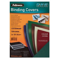 Fellowes Binding Cover Leathergrain A4 Dark Green 100 Pack