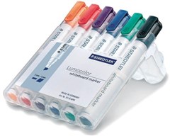 Staedtler 351 Lumocolor Whiteboard Marker Bullet Assorted Wallet 6