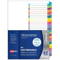 Avery A4 Customisable AZ Dividers L741126 set