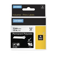 Dymo Rhino Black on White 12mm Tape