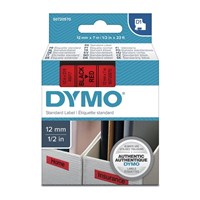 Dymo Tape Black on Red 12mm x 7m Each