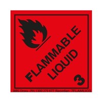 Opal Flammable liquid 3 Red Permanent Self Adhesive Labels 100mmm x 100mm 500 Roll