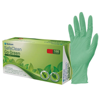 Medicom SafeClean Go Green Nitrile Exam Gloves Powder Free Extra Small Green Box 100 10 per Carton