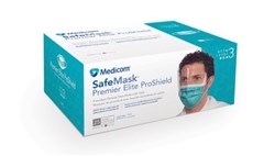 Medicom SafeMask Premier Elite ProShield Earloop Mask with Visor Teal Box 25