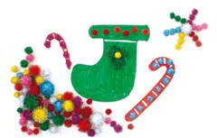 Educational Colours Pom Pom Glitter 200pc Assorted Colours