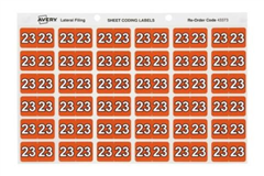 Avery Side Tab Year 23 Label 25x38mm Dark Orange 180 Pack