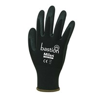 Milan Nylon Glove 13G Black Sandy Foam Nitrile Medium  Size 8 Pair